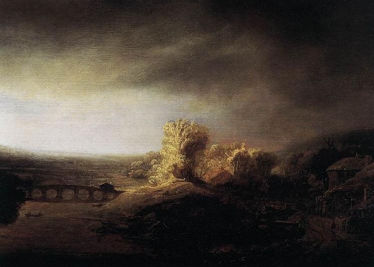 Rembrandt Peale Landscape with a Long Arched Bridge oil painting image
